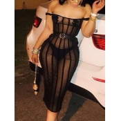 LW SXY Off The Shoulder See-through Bodycon Dress