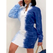 LW Stylish Turndown Collar Tie-dye Zipper Design B