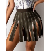 Lovely Trendy Zipper Design Olive Skirt