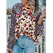 LW Street O Neck Leopard Print Blouse