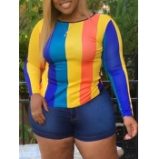 Lovely Chic Striped Basic Skinny Multicolor Base L