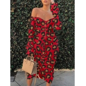 LW Street Off The Shoulder Leopard Print Mid Calf 