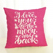 Lovely Letter Print Rose Red Decorative Pillow Cas