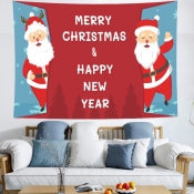 Lovely Christmas Day Print Red Wall Cloth