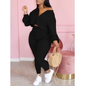 LW Plus Size Zipper Design CropTop Pants Set