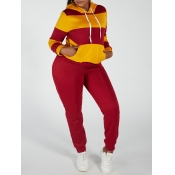 Lovely Casual Hooded Collar Striped Yellow Plus Si