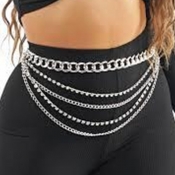 LW BASICS Stylish Hollow-out Silver Waist Chain