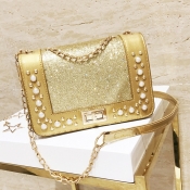 LW Trendy Chain Strap Gold Crossbody Bags