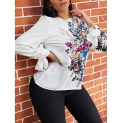 LW Casual O Neck Floral White Blouse