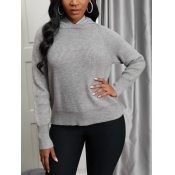 LW Casual O Neck Striped Grey Sweater