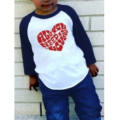 Lovely Casual Letter Print Patchwork Black Boy T-s