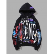 LW Plus Size Casual Hooded Collar Graffiti Print B