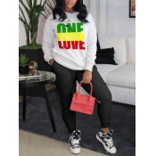 Lovely Casual Letter Print Patchwork White Two Pie
