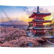 Lovely Landscape Print Patchwork Pink Wall Cloth
