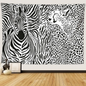 Lovely Zebra Print Patchwork Black Wall Cloth
