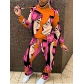 Lovely Street Hooded Collar Graffiti Element Print