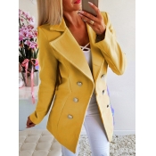 Lovely Formal Turndown Collar Button Design Yellow