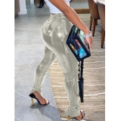 Lovely Stylish Heap Skinny Silver Pants