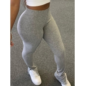 Lovely Casual Elastic Waist Grey Pants