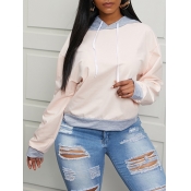 Lovely Casual Hooded Collar Stitching Pink Hoodie