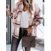 Lovely Casual Dropped Shoulder Sleeve Plaid Print 