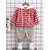 Lovely Casual Hooded Collar Plaid Print Red Boy Tw