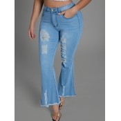 Lovely Stylish Hollow-out Blue Jeans