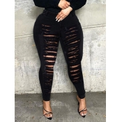 LW Plus Size Street High-waisted Ripped Black Jean