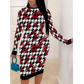 Lovely Casual Plaid Print Patchwork Red Plus Size 