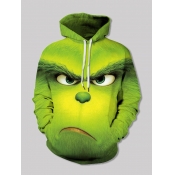 Lovely Street Hooded Collar Print Green Boy Hoodie