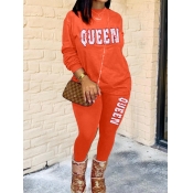 Lovely Casual Letter Print Jacinth Two Piece Pants