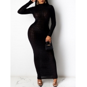 Lovely Party O Neck Geometric Print Black Ankle Le