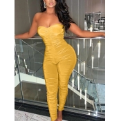 Lovely Sexy Off The Shoulder Fold Design Yellow On