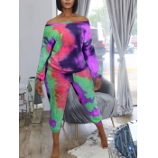 Lovely Casual Tie-dye Patchwork Green Plus Size Tw