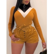 Lovely Casual Color-lump Patchwork Zipper Design Y