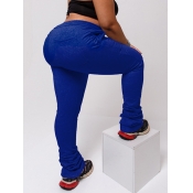 Lovely Casual Fold Design Drawstring Blue Plus Siz