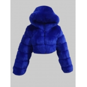 Lovely Casual Hooded Collar Zipper Design Sapphir 