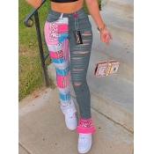 LW Patchwork Ripped Jeans