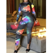 Lovely Street Tie-dye Patchwork Black One-piece Ju