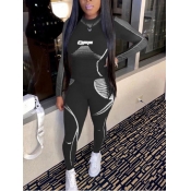 Lovely Sportswear Striped Letter Print Black Two P