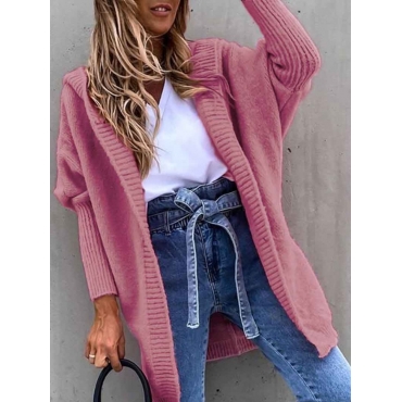 lovely hooded collar pink cardigan