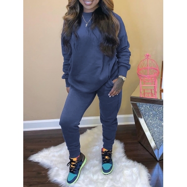 

LW BASICS Round Neck Oversized Tracksuit Set, Navy blue