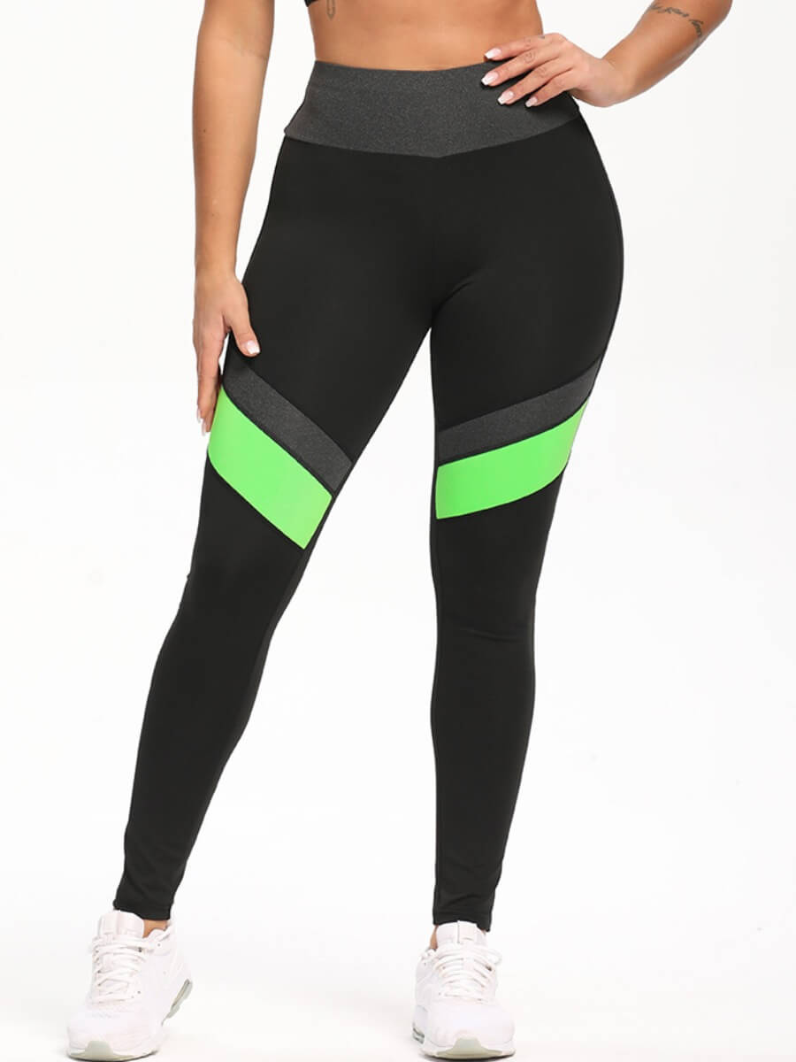 

Lovely Sportswear Color-lump Patchwork Black Leggings