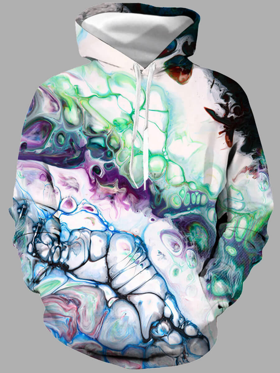 

Lovely Street Print Patchwork Multicolor Men Hoodie, Multi