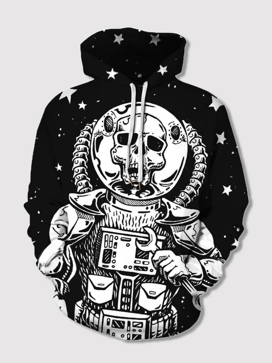 

Lovely Stylish Skeleton Star Print Black Boy Hoodie