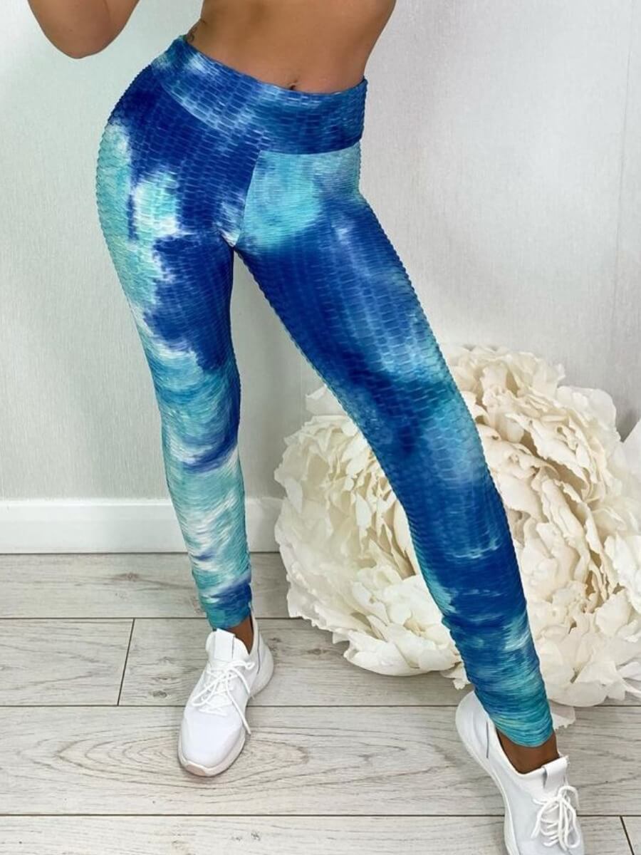 Lovely Sportswear High-waisted Tie-dye Blue Pants
