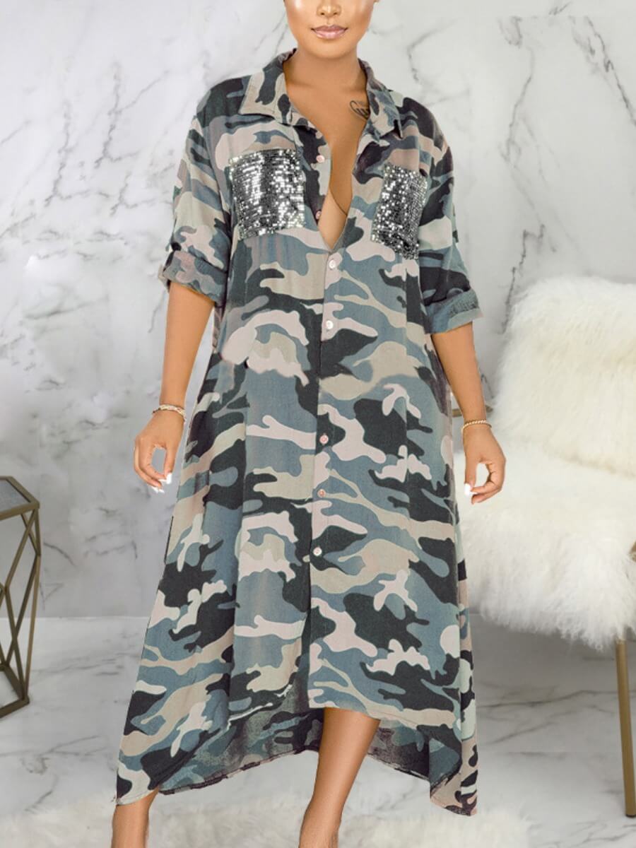 Lovely Casual Camo Print Asymmetrical Army Green Trench Coat, Army green camouflag
Lovely Casual Camo Print Asymmetrical Army Green Trench Coat, Army green camouflag
