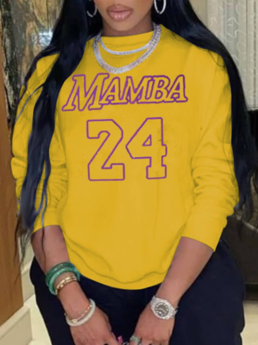 

Lovely Casual O Neck Letter Print Yellow Hoodie