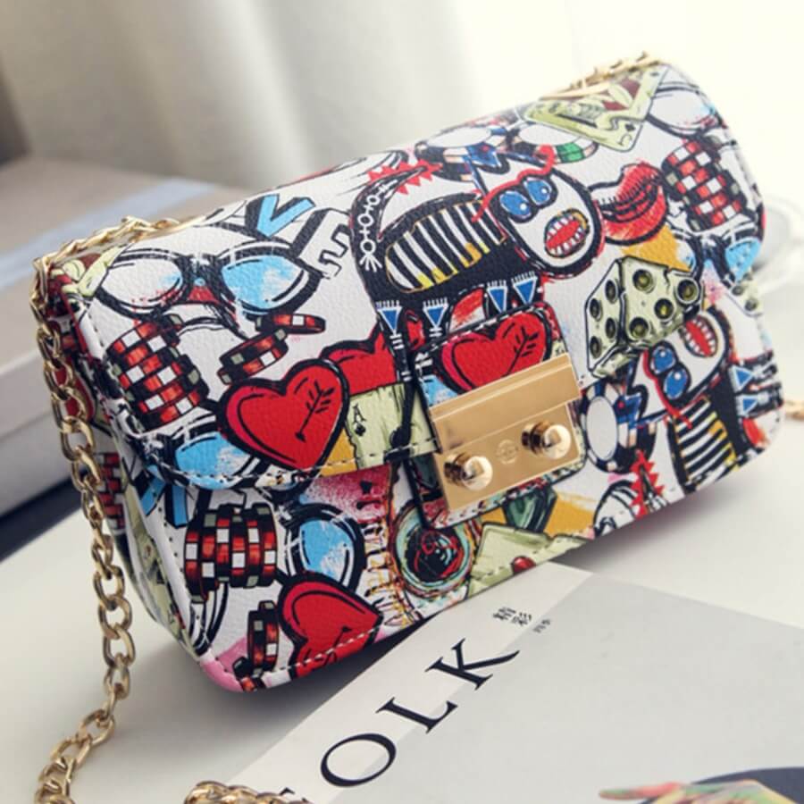 

LW Casual Heart-shaped Print Patchwork Red Crossbody Bags