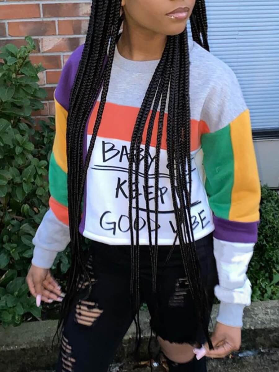 

Lovely Casual Letter Print Color-lump Grey Hoodie